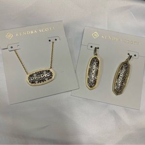 Nwt Kendra Scott Brenna Silver/Gold Necklace & Earrings